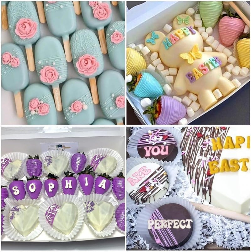 SUNKOOL Letter Silicone Molds Alphabet Mold for Chocolate,6 Pcs Letter Number Flowers Butterfly Heart Shaped Fondant Molds for Making Strawberries,Candy,Gummy Cake Decorating - Image 4