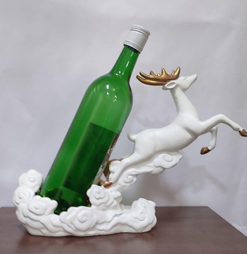 White Resin Deer Wine Bottle Holder 25 cm - Image 1