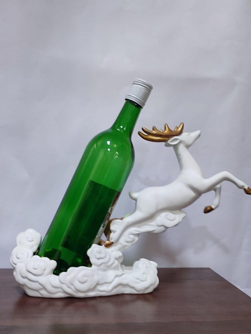 White Resin Deer Wine Bottle Holder 25 cm - Image 3