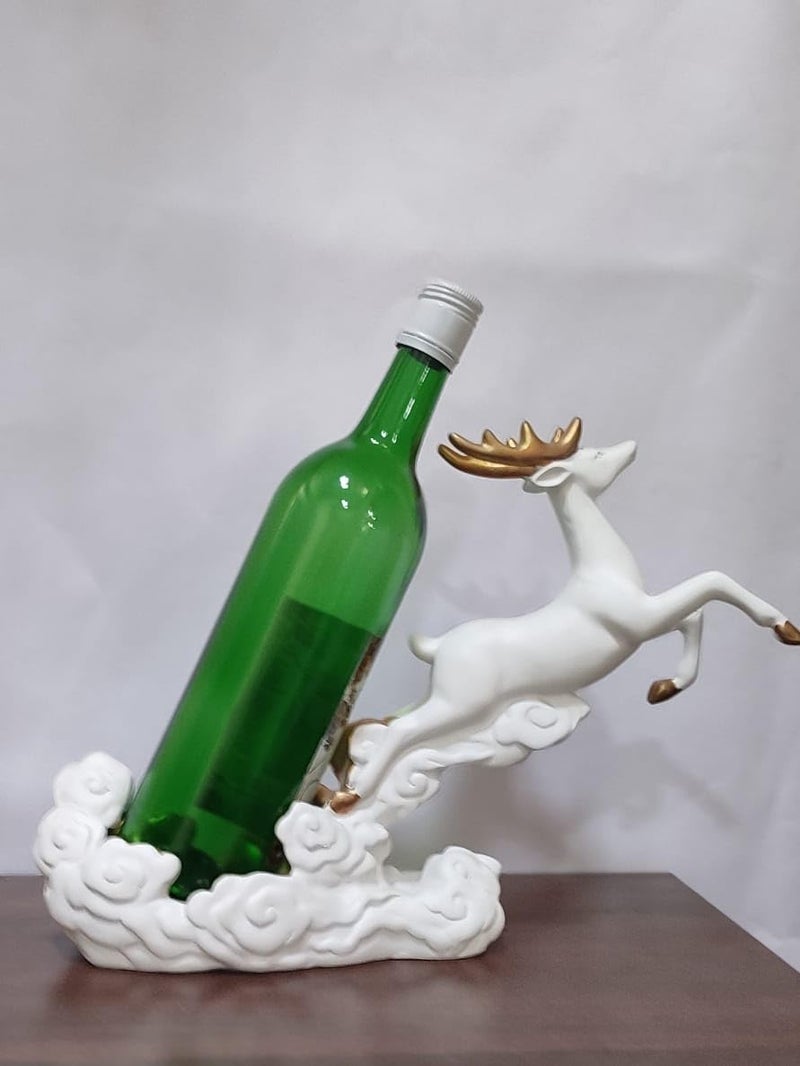 White Resin Deer Wine Bottle Holder 25 cm - Image 2