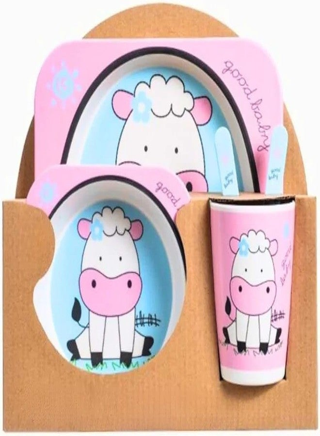MiRiM Bamboo Fiber Kids Crockery Dining Set - Feeding Set for Babies (Set of 5 Pieces) Random Print - Image 3
