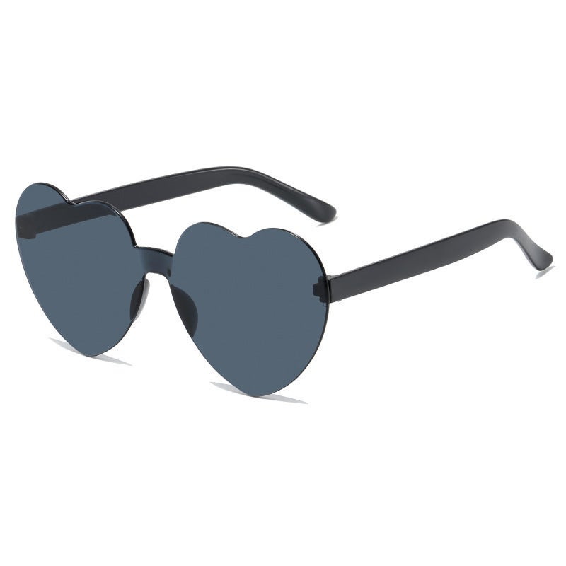 Generic Transparent Jelly Heart Sunglasses Unisex Black 