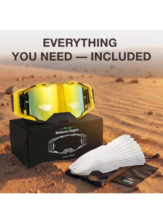 SHARMAX Motorcycle Goggles Photochromic Polarized – Motocross Dirt Bike ATV Riding Glasses with Anti-Fog Lens, UV400 Protection, Roll-Off & Tear-Off System, Helmet Compatible - Image 4