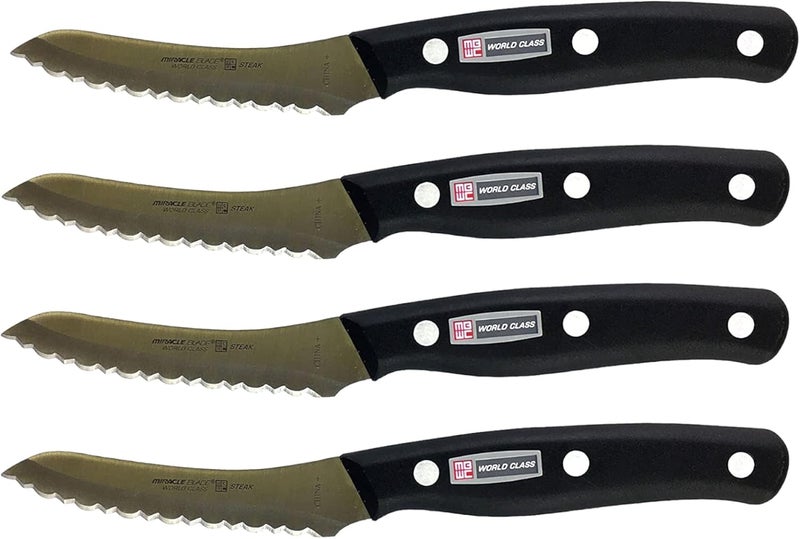 Miracle Blade IV World Class Professional Series Set of Four (4) Serrated Steak Knives - Image 1