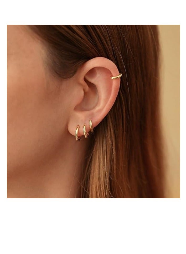 Huggie Hoop Earrings Small Hypoallergenic 14K Gold Plated Huggie Earrings For Women Simple Huggie Tiny Earrings - Image 3