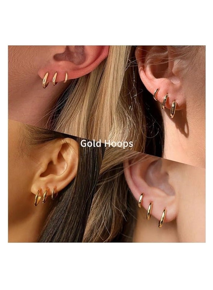 Huggie Hoop Earrings Small Hypoallergenic 14K Gold Plated Huggie Earrings For Women Simple Huggie Tiny Earrings  - Image 3