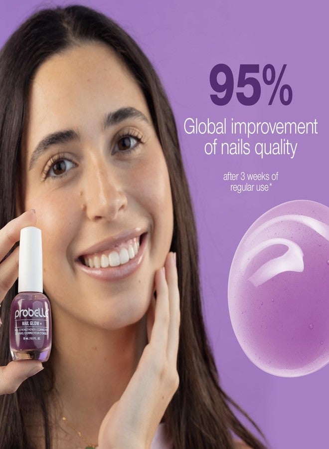 Probelle Nail Glow + Nail Strengthener and Hardener with Sheer Jelly Tint, Hard To Resist Ultra Glowy Nail Shine, Tinted Nails Strengthening Blush for Brittle, Thin, Damaged Nails 0.5 oz (Violet) - Image 4