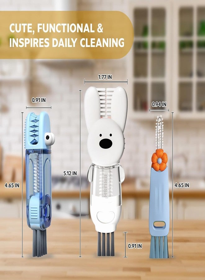 FOLISSE Cup Lid Cleaning Brush, 3 in 1 Cup Cleaner Brush New Multifunctional Lid Cleaner Lid Brush Cleaning Tool Multipurpose Bottle Gap Cleaner Brush Blue - Image 3