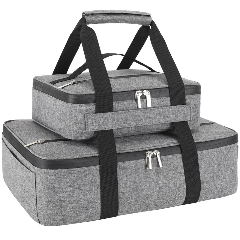 Wakaye Insulated Casserole Carrier for Hot or Cold Food Fits 815 Baking DishThermal Food Carrier Bag Lasagna Lugger Tote for Potluck PartiesPicnicCookoutsLunch Grey2 Pack - Image 2