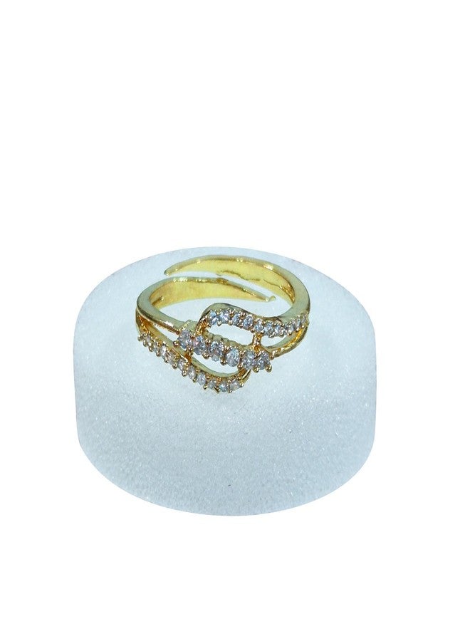 Gachwala Adjustable Gold Plated Finger Ring (AD7) with Sparkling American Diamonds | Trendy Jewelry Gift for Women & Girls | Ideal for Birthdays, Mother’s Day, Anniversaries & Special Occasions - Image 1