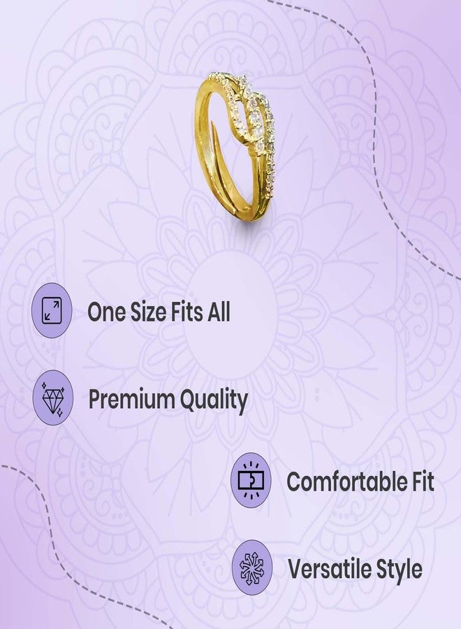 Gachwala Adjustable Gold Plated Finger Ring (AD7) with Sparkling American Diamonds | Trendy Jewelry Gift for Women & Girls | Ideal for Birthdays, Mother’s Day, Anniversaries & Special Occasions - Image 5