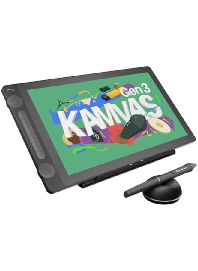 HUION Kamvas 16 (Gen 3) 15.8" 2.5K QHD Drawing Tablet with Screen, 16384 Pressure Levels, PenTech 4.0 Battery-Free Stylus, Dual Dials, Full-Laminated Anti-Glare Glass - Image 1