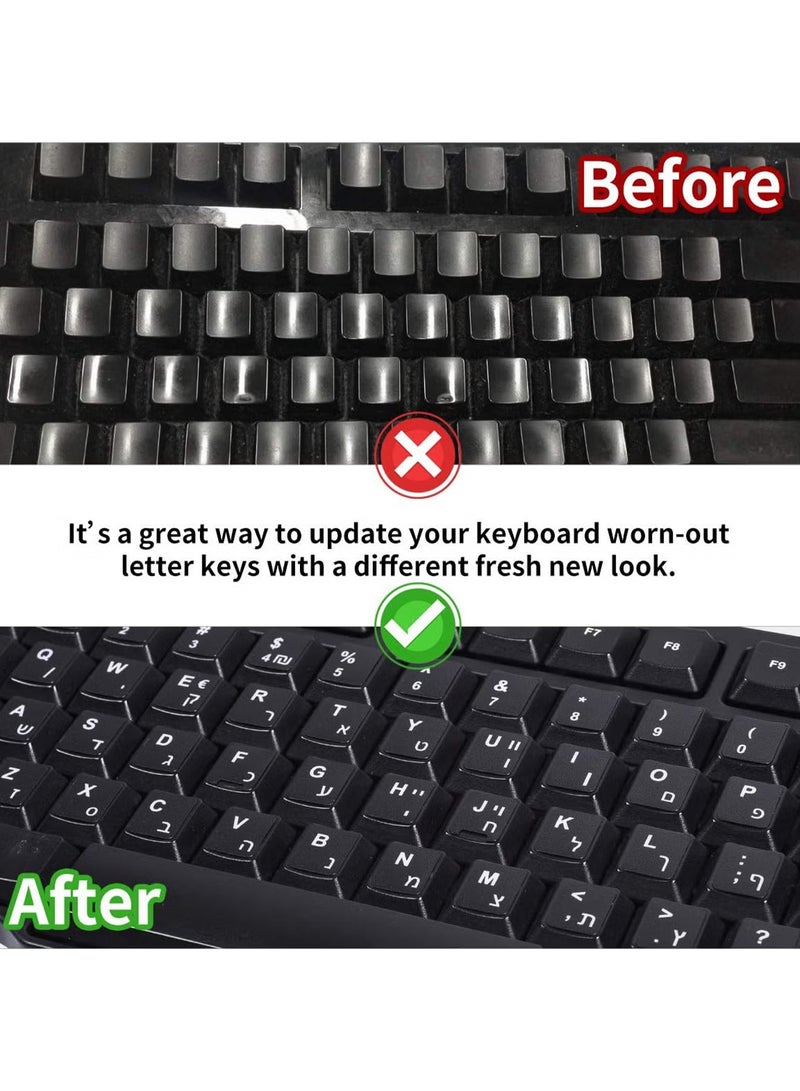 DRAKLAW Arabic Keyboard Stickers  Arabic-English Keyboard Letters Replacement Stickers Black Background With White Font For Computer Laptop Notebook Desktop Matte Splashproof Keyboard Alphabet Stickers - Image 5