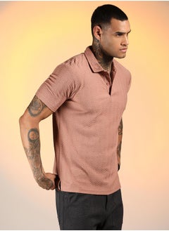 كامبوس سوترا Men's Coral Orange Chevron Polo T-Shirt  - Image 3