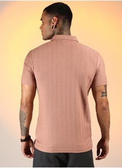 كامبوس سوترا Men's Coral Orange Chevron Polo T-Shirt  - Image 5
