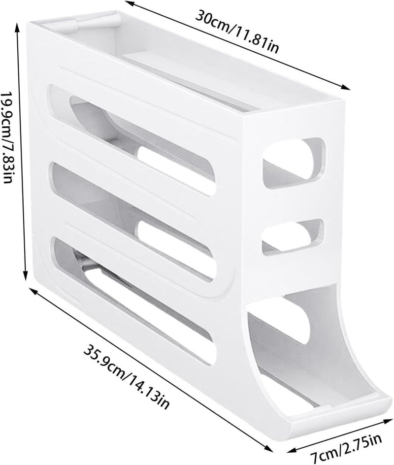 LISIOMO Automatic Egg Dispenser Box 4Tier Egg Storage Box for Fridge Holds upto 30 Eggs Egg Rolling Dispenser for Easy Access Ideal Egg Tray Box for Organized Storage White - Image 2