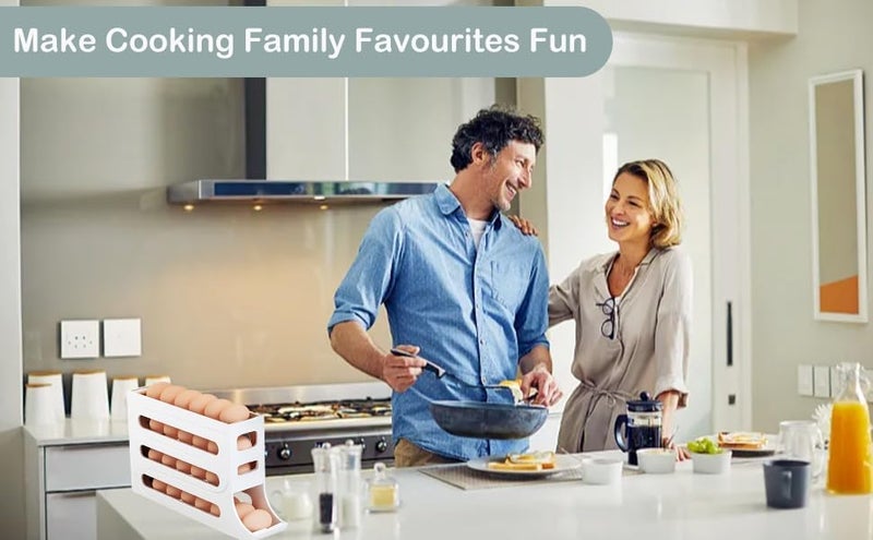 LISIOMO Automatic Egg Dispenser Box 4Tier Egg Storage Box for Fridge Holds upto 30 Eggs Egg Rolling Dispenser for Easy Access Ideal Egg Tray Box for Organized Storage White - Image 4