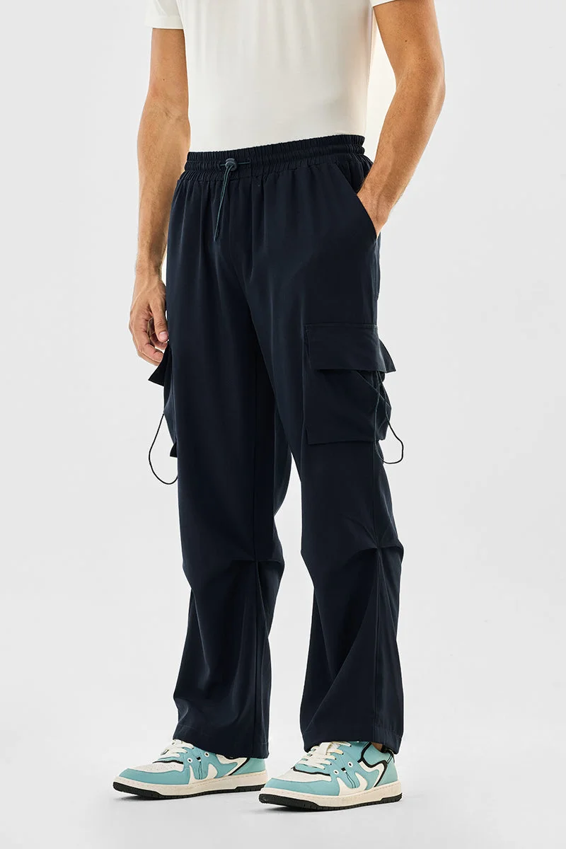 Snitch Navy Stretch 6 Pocket Baggy Cargo Pants for Men | Best Price UAE