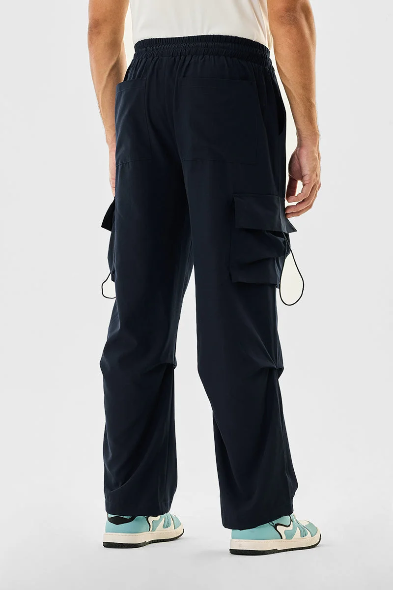 Snitch Navy Stretch 6 Pocket Baggy Cargo Pants for Men | Best Price UAE