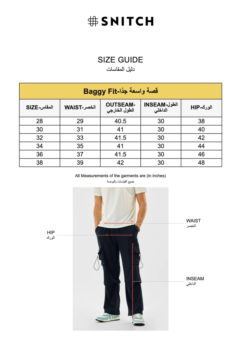 Snitch Navy Stretch 6 Pocket Baggy Cargo Pants for Men | Best Price UAE