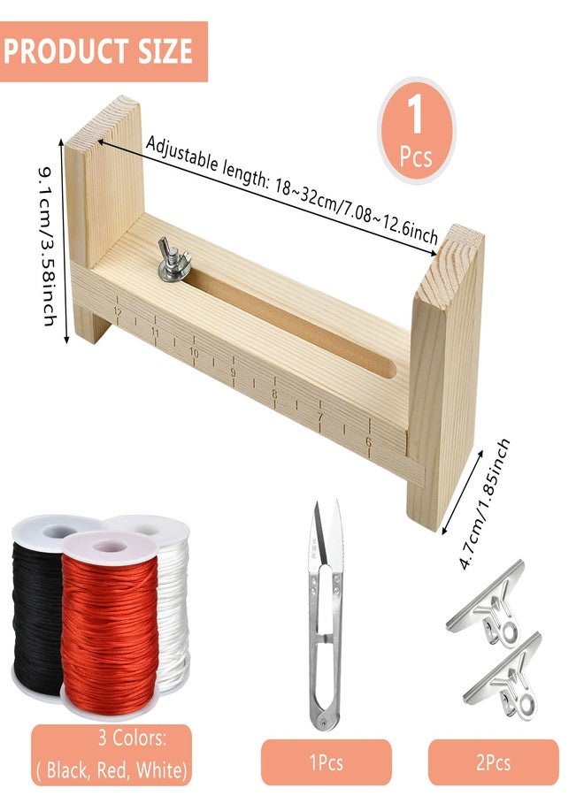 Worldity Paracord Bracelet Jig, Wood Bracelet Maker with 3 Rolls Nylon String for Bracelets, 1.5mm Nylon Bracelet Cord for Jewelry Making, Bracelet Making, Lanyards, Chinese Knot (Black White Red) - Image 2