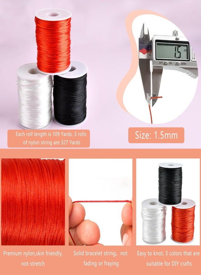 Worldity Paracord Bracelet Jig, Wood Bracelet Maker with 3 Rolls Nylon String for Bracelets, 1.5mm Nylon Bracelet Cord for Jewelry Making, Bracelet Making, Lanyards, Chinese Knot (Black White Red) - Image 3