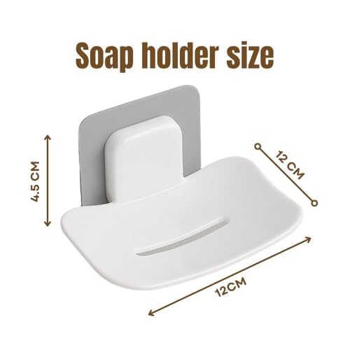 Satpurush Bathroom Accessories, Bathroom Rack, Bathroom Shelf Organizer, Wall Mounted Shelf (4 x Soap Holder (Grey+White)). - Image 3