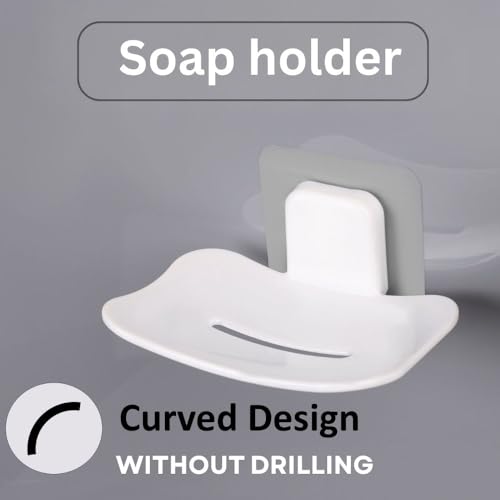 Satpurush Bathroom Accessories, Bathroom Rack, Bathroom Shelf Organizer, Wall Mounted Shelf (4 x Soap Holder (Grey+White)). - Image 2