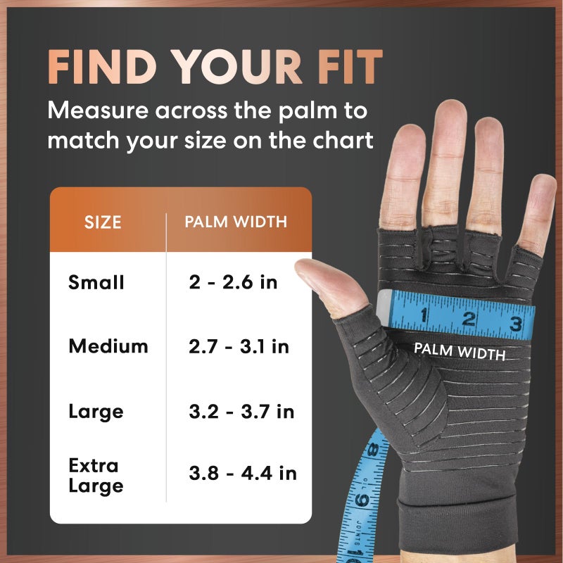 Dr. Frederick's Original Copper Compression Arthritis Gloves - Doctor-Developed Hand Pain Relief for Arthritis, Carpal Tunnel & Tendonitis - All-Day Comfort, Typing & Daily Use - Fingerless, Medium - Image 4