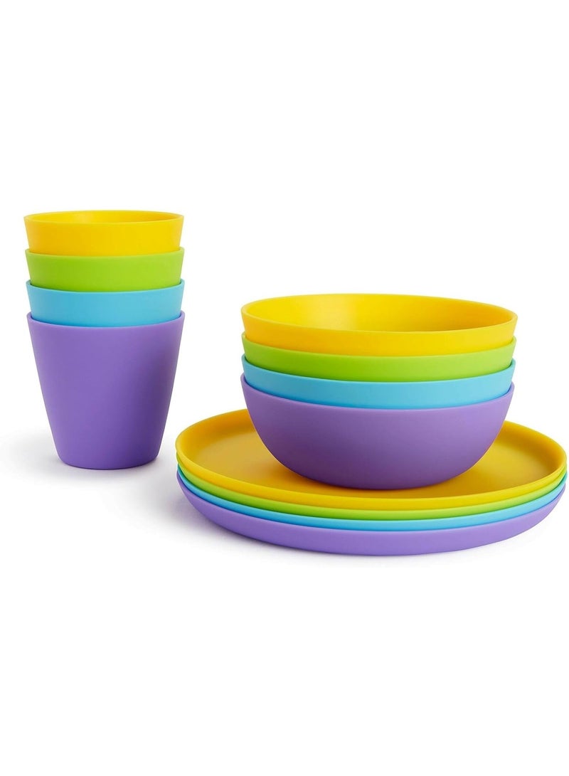 إيروريكس طقم طعام مونشكين العصري متعدد الاستخدامات، ١٢ قطعة | يشمل أطباقًا وأوعية وأكوابًا وأدوات مائدة | خالٍ من مادة BPA للأطفال الرضع والأطفال الصغار - Image 1