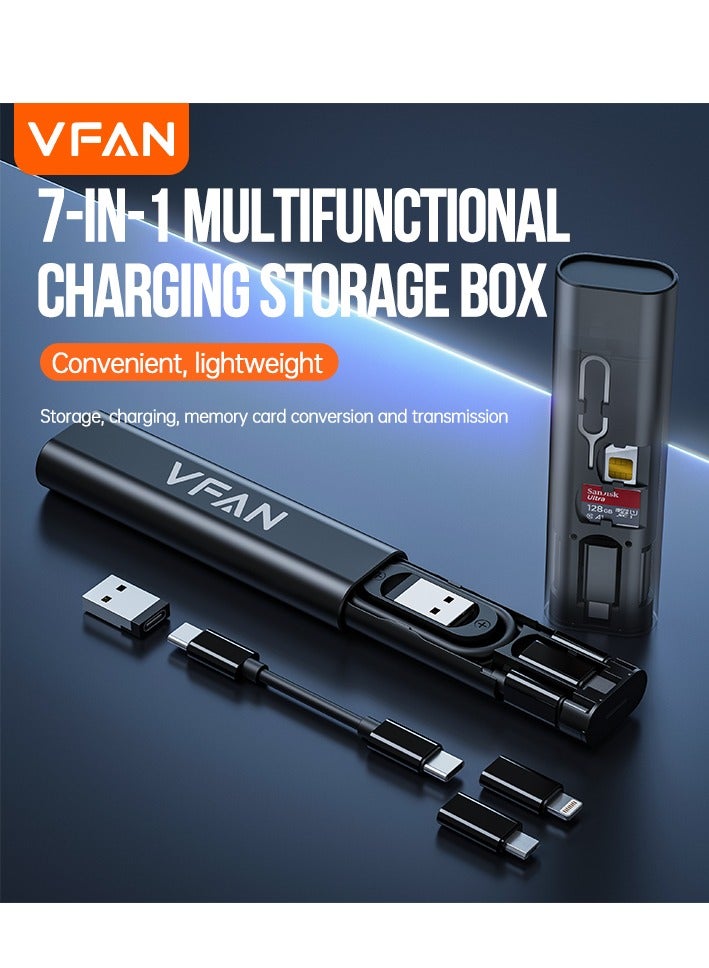 VFAN  7 in 1 Multi Functional Charging Storage Box X18-Black - Image 1