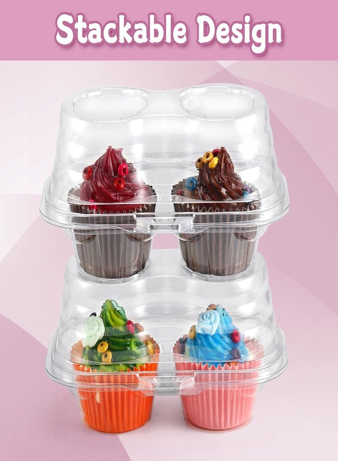 Bgtecho 50 Pcs 2 Compartment Stackable Cupcake Carrier Holder, BPA-Free Clear Cupcake Box with 2 Cavities, Deep Disposable Muffin Containers - Image 5