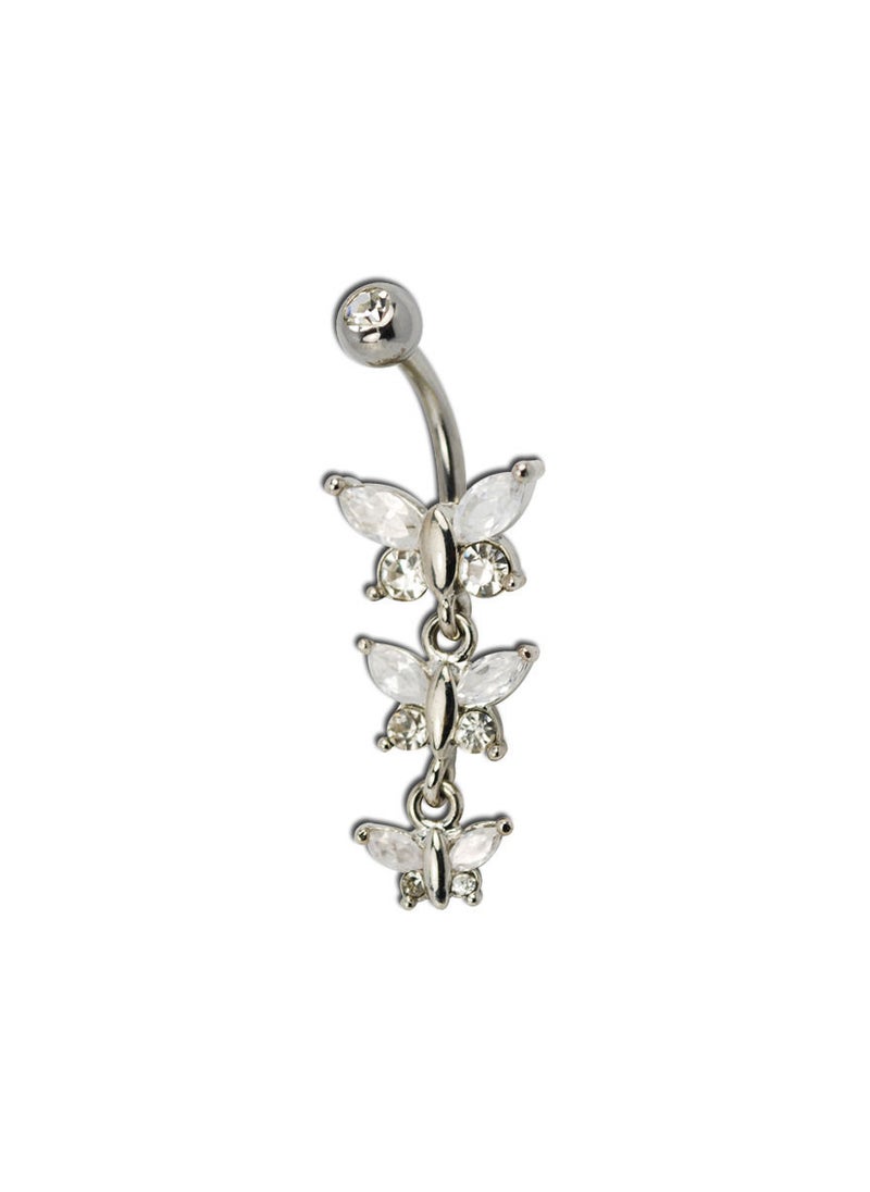 X8 BODY HARDWARE - Stainless Steel Navel Jewel Shape Butterfly Crystal - Image 1