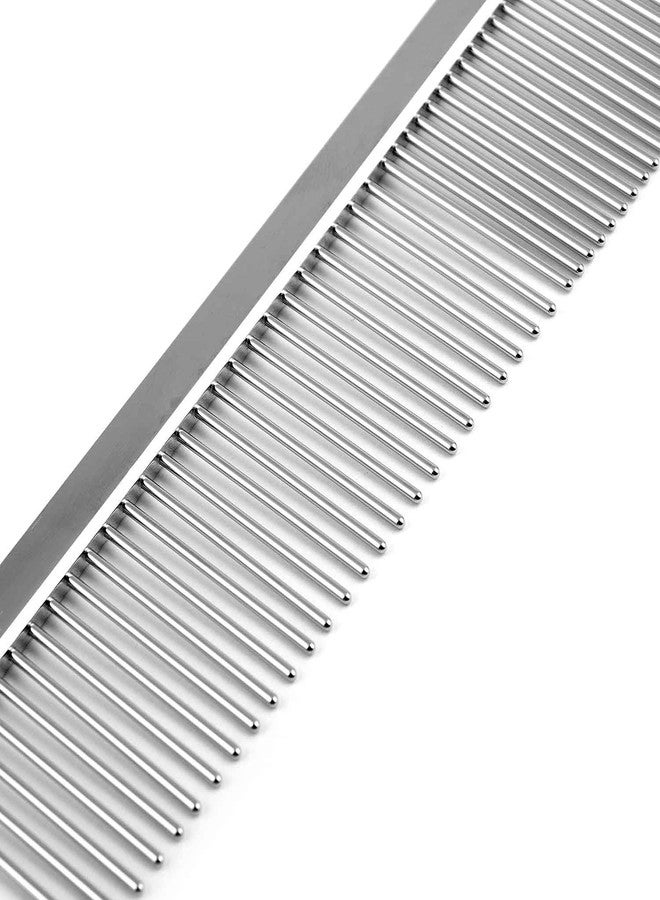 Jeffers Flat Back Pet Grooming Comb – Chrome Plated Steel Comb with Fine & Coarse Teeth for Dogs, Cats, Puppies – Detangling, Deshedding, Dematting Tool for Long or Short Hair - 7.5" L, 1" Teeth - Image 3