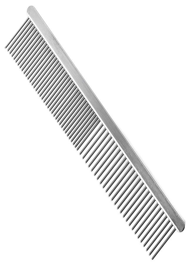Jeffers Flat Back Pet Grooming Comb – Chrome Plated Steel Comb with Fine & Coarse Teeth for Dogs, Cats, Puppies – Detangling, Deshedding, Dematting Tool for Long or Short Hair - 7.5" L, 1" Teeth - Image 4