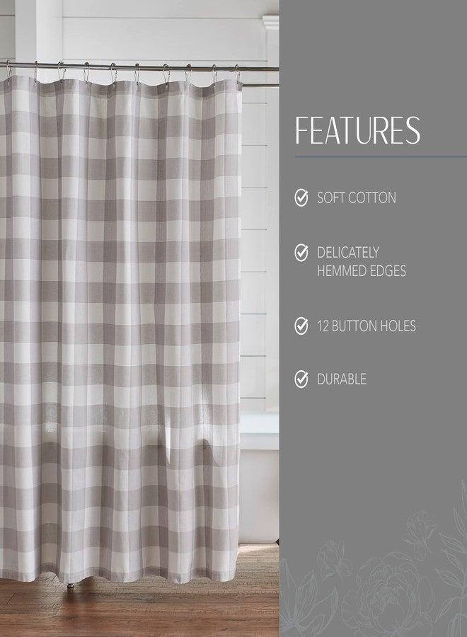 Elrene Home Fashions Farmhouse Living Buffalo-Check Shower Curtain, 72" x 72", Gray/White - Image 3