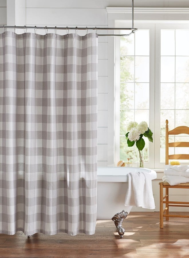 Elrene Home Fashions Farmhouse Living Buffalo-Check Shower Curtain, 72" x 72", Gray/White - Image 1