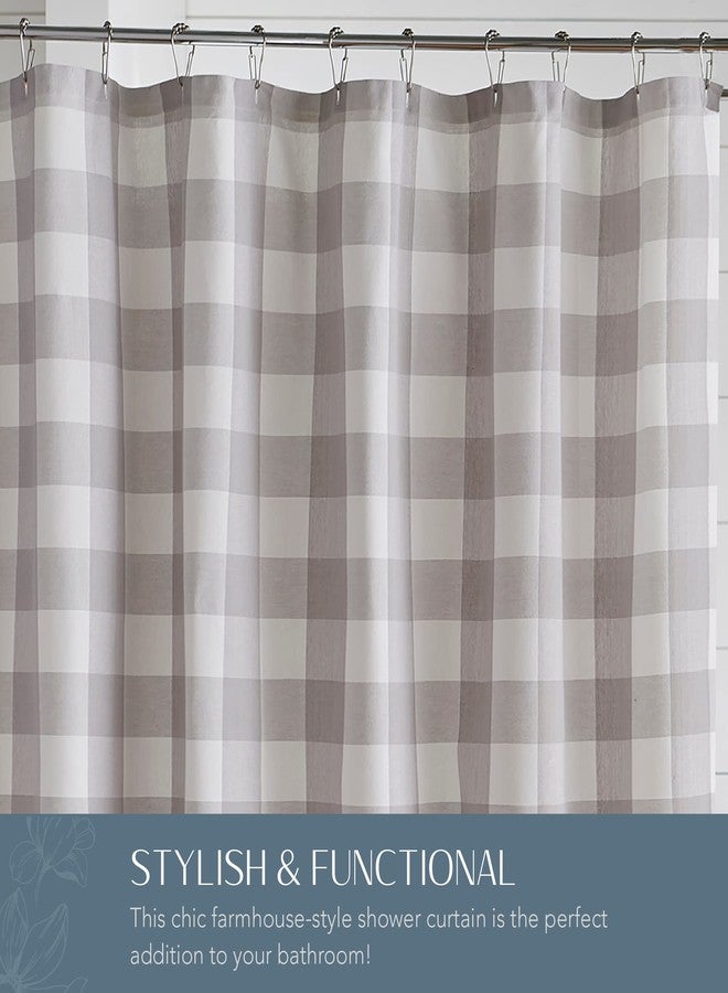 Elrene Home Fashions Farmhouse Living Buffalo-Check Shower Curtain, 72" x 72", Gray/White - Image 4