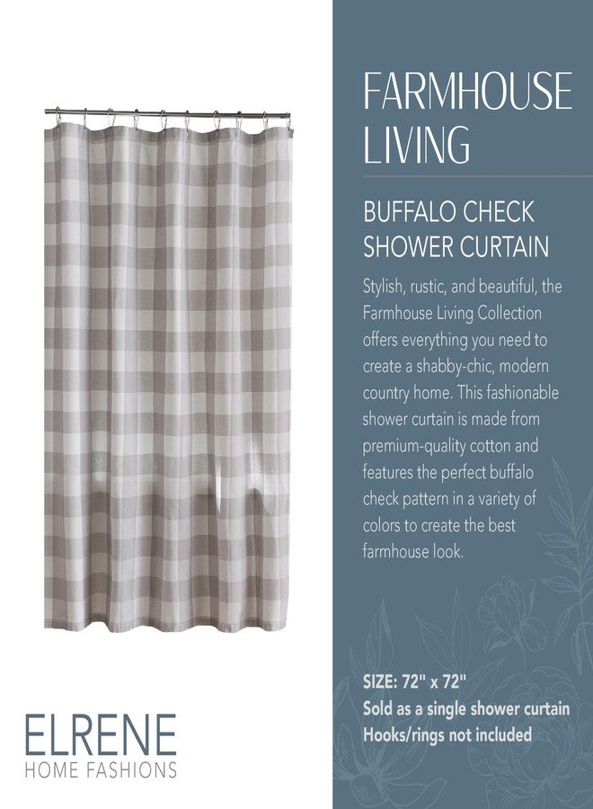 Elrene Home Fashions Farmhouse Living Buffalo-Check Shower Curtain, 72" x 72", Gray/White - Image 2