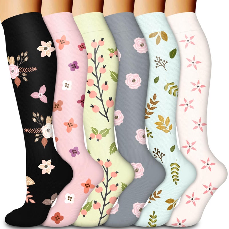 Laite Hebe Compression Socks for Women & Men Circulation(6 pairs)-Graduated Supports Socks for Running, Athletic Sports - Image 1