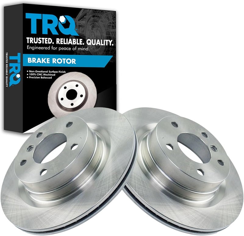 TRQ Rear Brake Rotor Set Vented Compatible with 2014-2016 BMW 228i 2015-2016 228i xDrive 2017-2021 230i 230i xDrive 2013-2018 320i 2014-2018 328d 2012-2015 328i 2014-2015 428i 2014 428i xDrive - Image 1