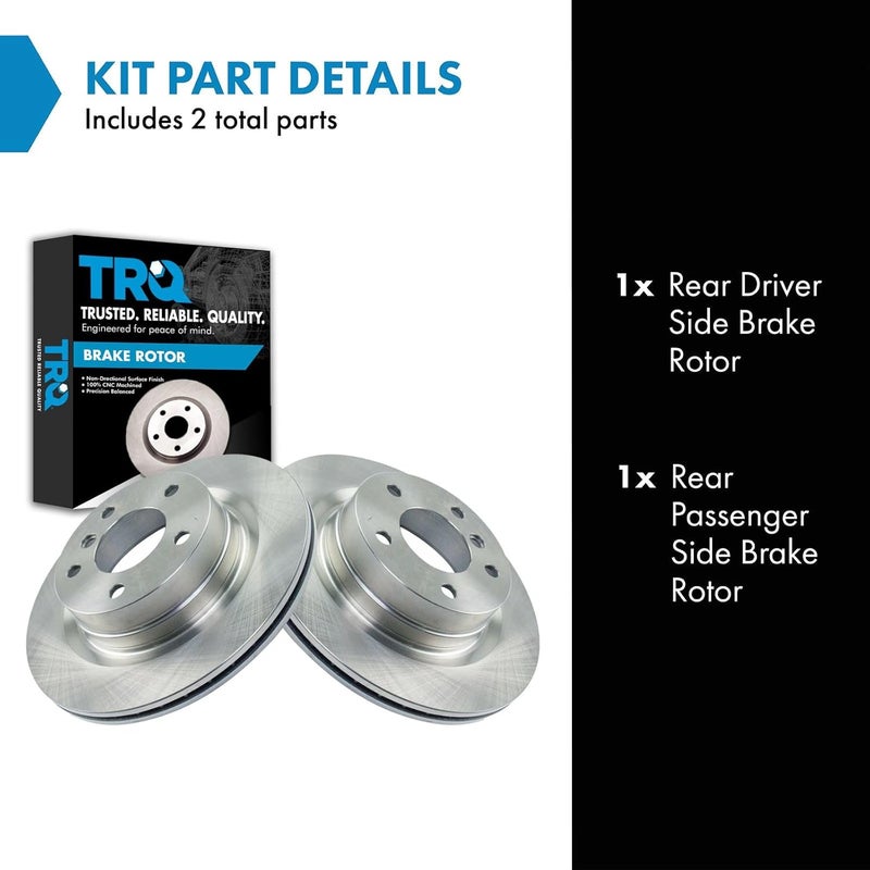 TRQ Rear Brake Rotor Set Vented Compatible with 2014-2016 BMW 228i 2015-2016 228i xDrive 2017-2021 230i 230i xDrive 2013-2018 320i 2014-2018 328d 2012-2015 328i 2014-2015 428i 2014 428i xDrive - Image 2