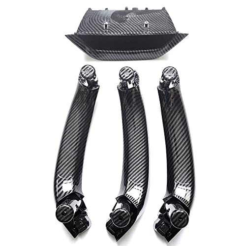Goodithy 4PCS Front Left Door Armrest Cover Handle Kit Carbon Fiber Interior Driver Side Armrest Panel Inside Inner Handle Trim Replacement for BMW X3 X4 F25 F26 2011 2012 2013 2014 2015 2016 2017 - Image 2