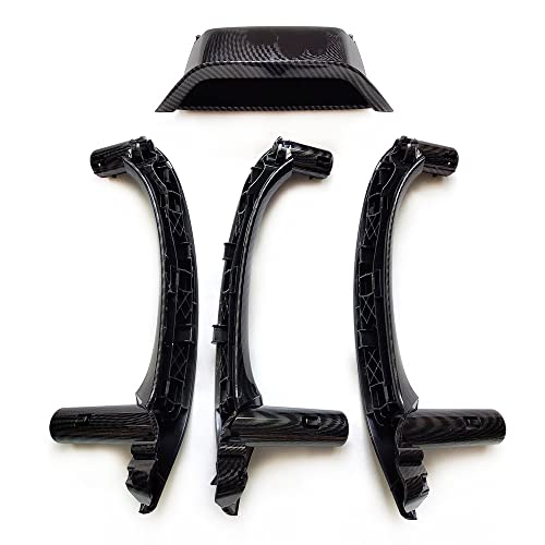 Goodithy 4PCS Front Left Door Armrest Cover Handle Kit Carbon Fiber Interior Driver Side Armrest Panel Inside Inner Handle Trim Replacement for BMW X3 X4 F25 F26 2011 2012 2013 2014 2015 2016 2017 - Image 3