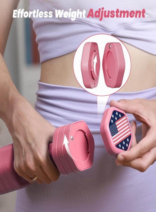Zempox Adjustable Dumbbell Set of 2, Hand Weights for Women at Home, 5 lb Weights Dumbbells set of 2, Each 2lb 3lb 4lb 5lb with TPU Soft Rubber Handle for Home Gym Exercise Training, Pink - Image 4