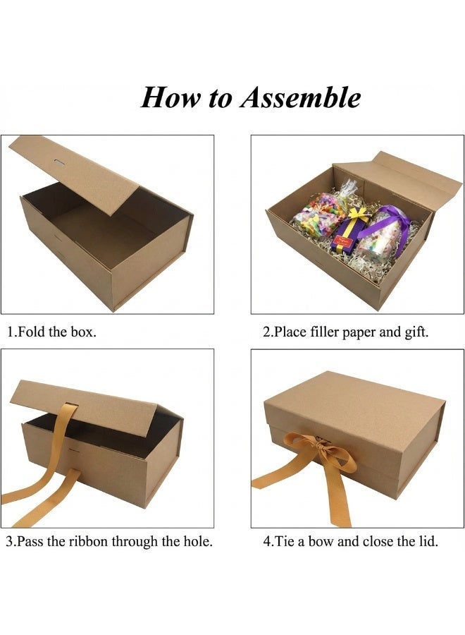 علبة هدايا، 33 × 25 × 12 سم، علبة هدايا زرقاء كبيرة مع شريط، علب هدايا فاخرة فارغة مغناطيسية، علب هدايا قابلة للطي مع غطاء، مناسبة للمناسبات والأعياد وأعياد الميلاد والذكرى السنوية، علب هدايا كبيرة مع غطاء وشريط وإغلاق مغناطيسي لتغليف الهدايا - Image 4