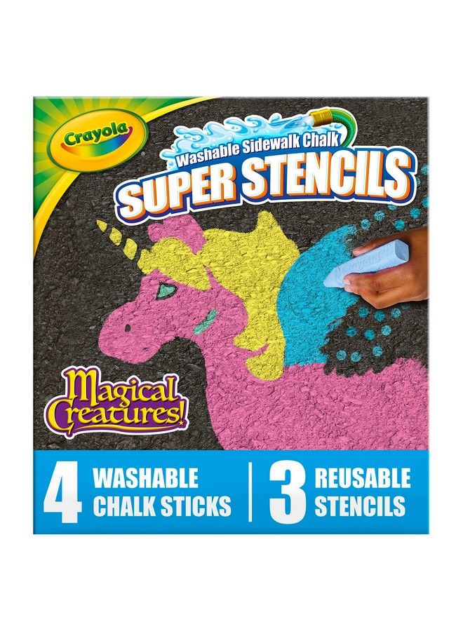 Crayola Super Stencils Magical Creatures Set (3Ct) Large Sidewalk Chalk For Kids Washable Sidewalk Chalk Outdoor Toys Ages 4+ - Image 4