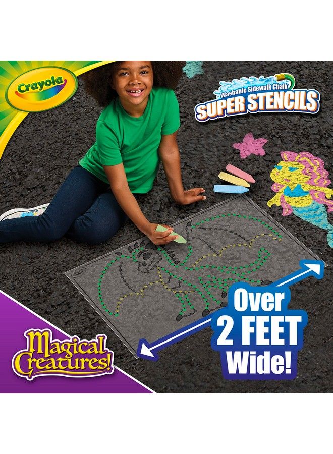 Crayola Super Stencils Magical Creatures Set (3Ct) Large Sidewalk Chalk For Kids Washable Sidewalk Chalk Outdoor Toys Ages 4+ - Image 5