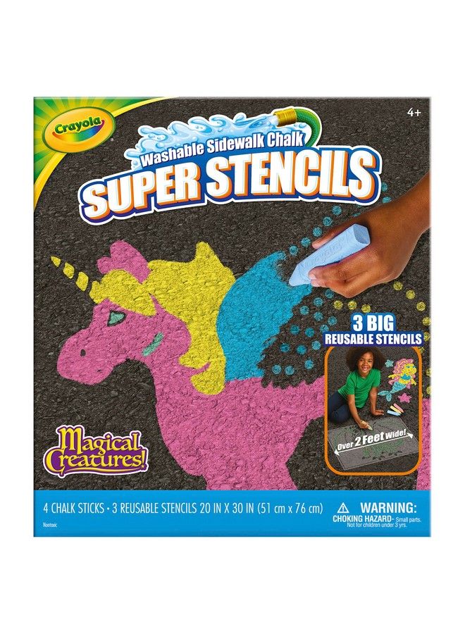 Crayola Super Stencils Magical Creatures Set (3Ct) Large Sidewalk Chalk For Kids Washable Sidewalk Chalk Outdoor Toys Ages 4+ - Image 3