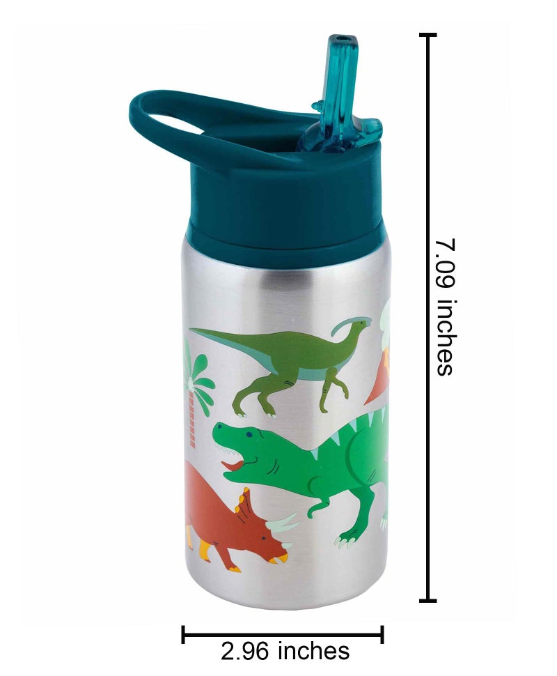 Stephen Joseph Stainless Steel Water Bottles, 18 OZ, Straw lid, Reusable tumbler, Insulated, DINO - Image 3